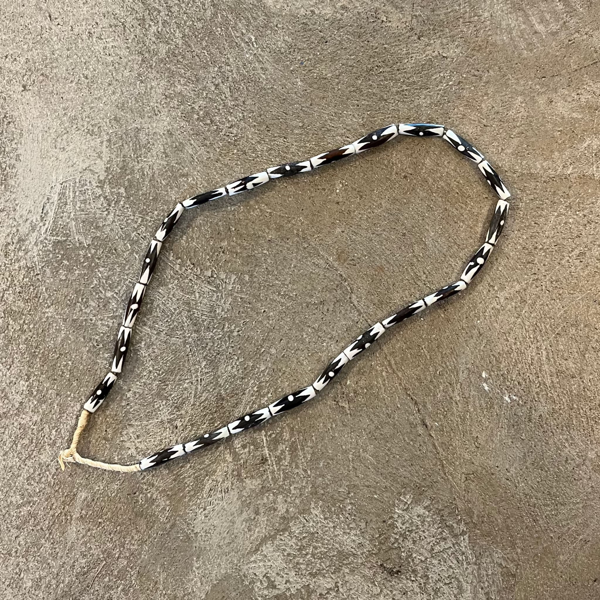 medium black and white bone beads