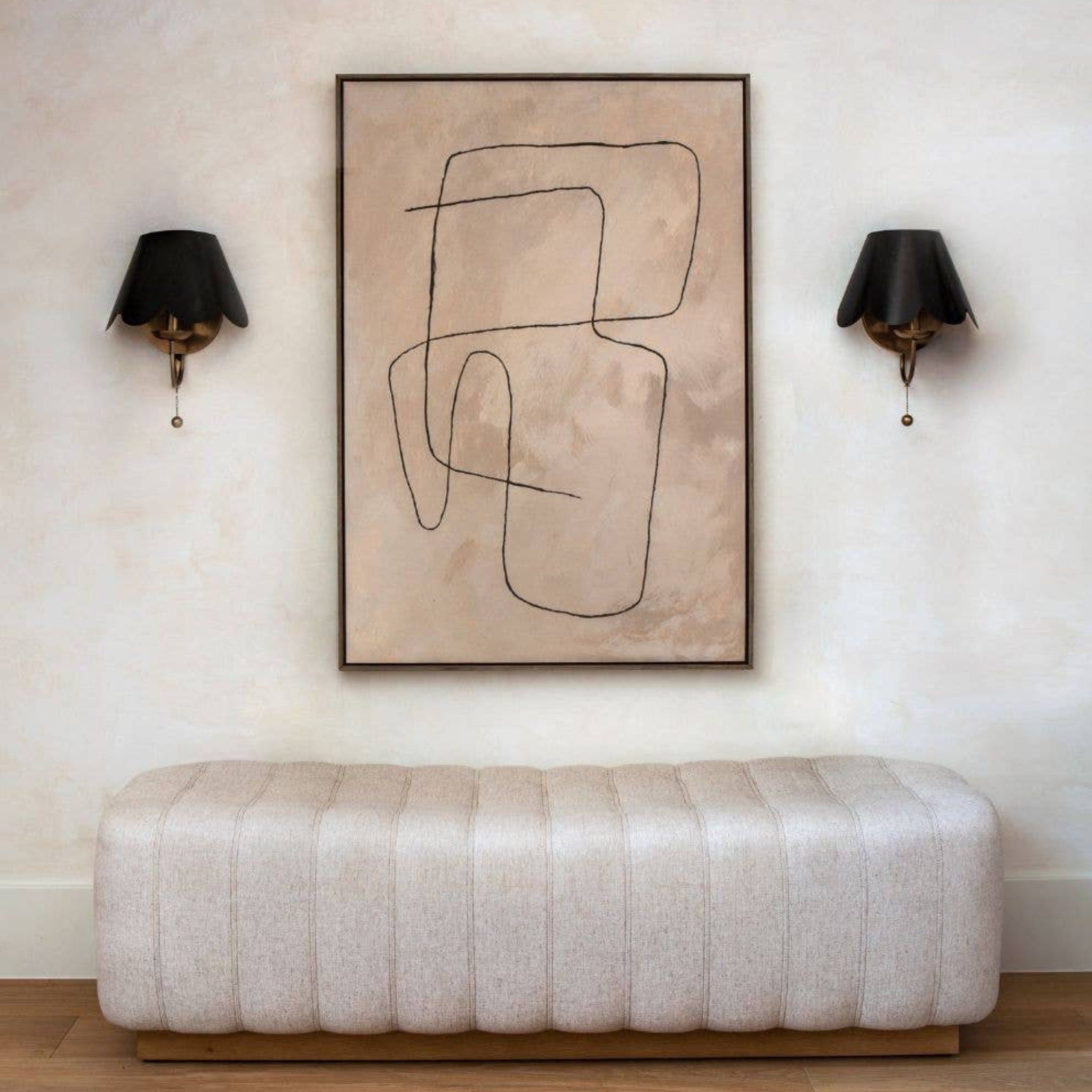 Dahlia Sconce antique bronze finish black sculpted shade.