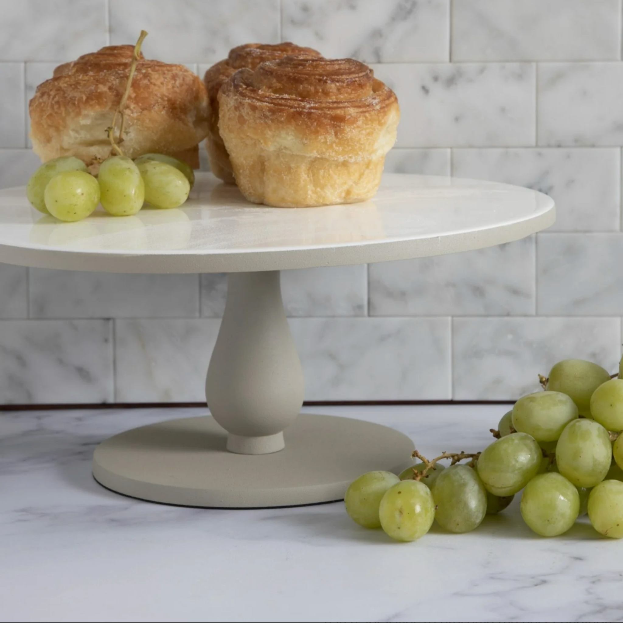 Elegant Dove Enamel Cake Stand | Stylish Dessert Presentation | Dove Enamel Cake Stand | Elegant Centerpiece for Desserts - Shoppe Details and Design