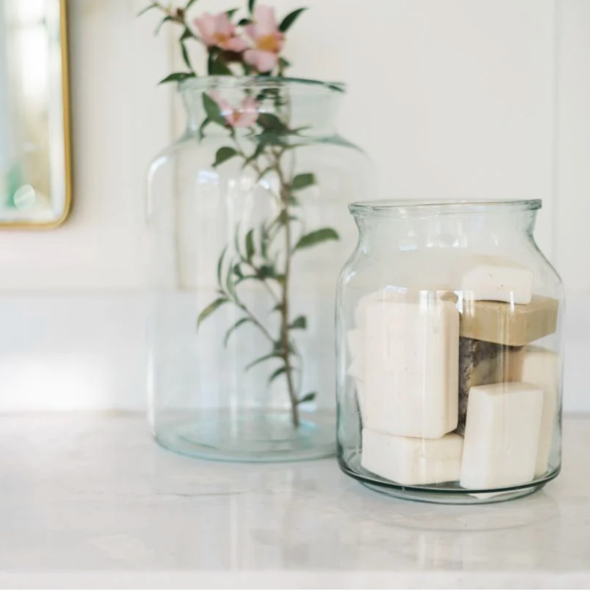 EtuHome clear glass Mason jar, 5L size, made from recycled European glass with vintage green-blue tint and natural imperfections, perfect decorative accent.