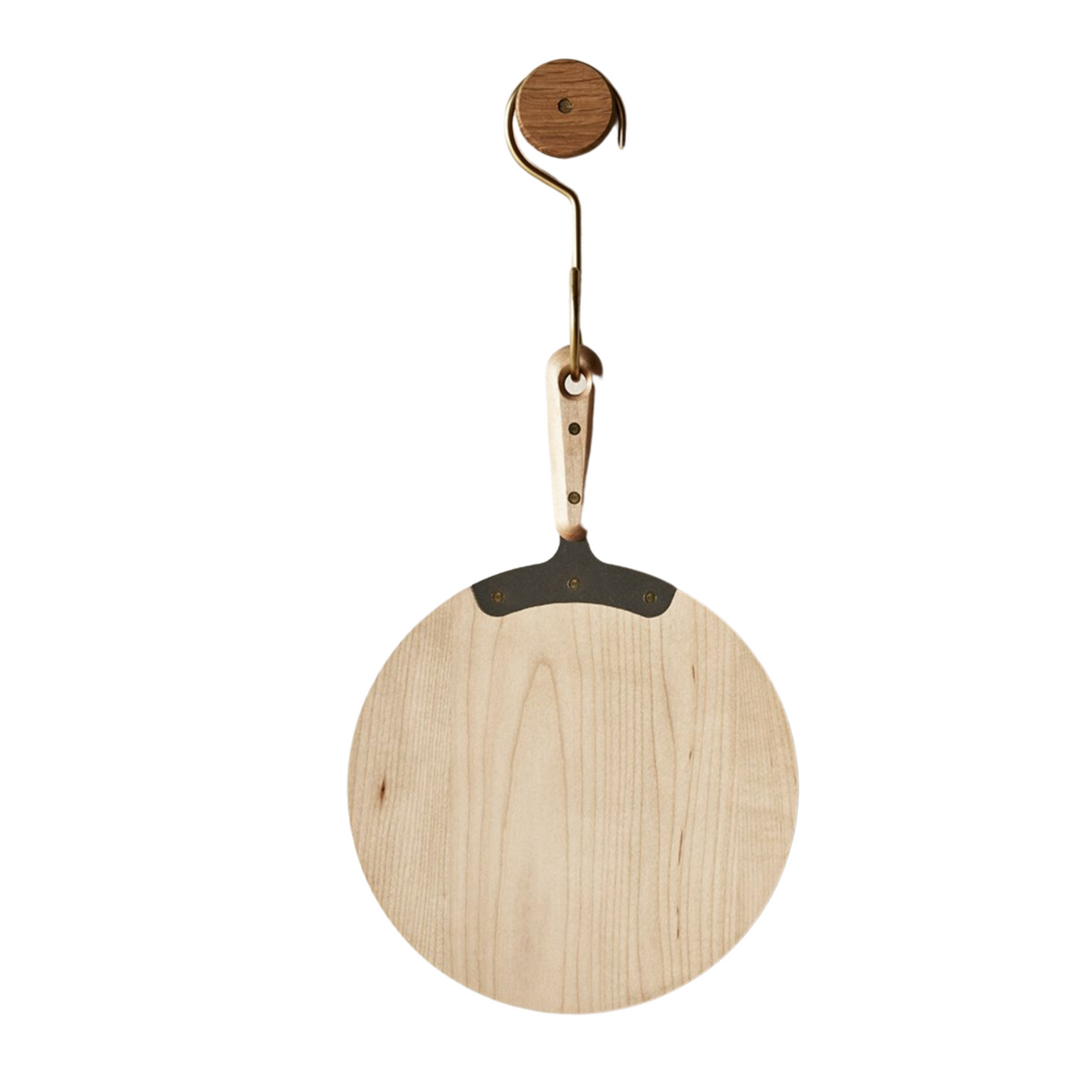 Otto round Maple Wood Cutting Board with Brass Handle.