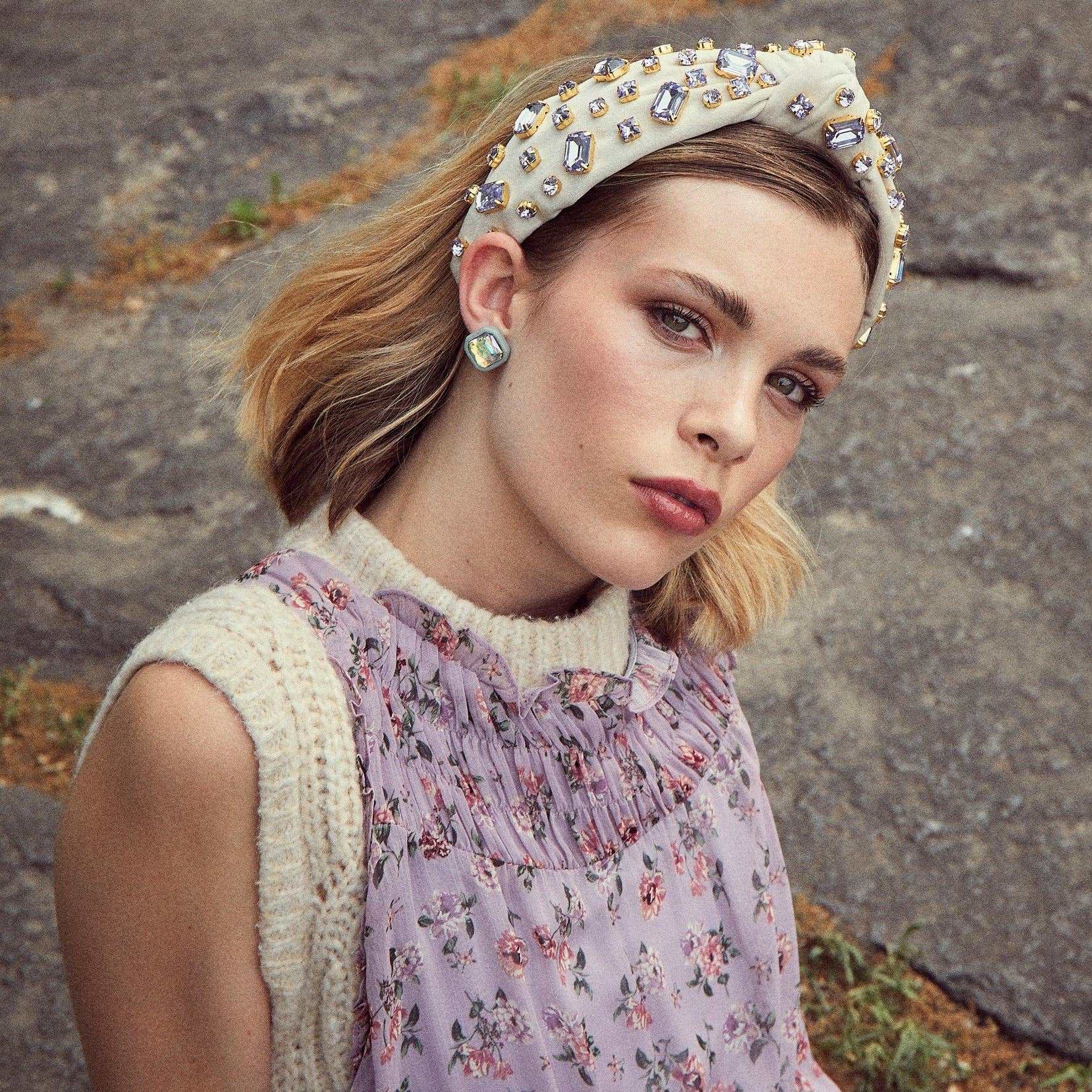 Amethyst Sparkle Crystal Knot Headband.
