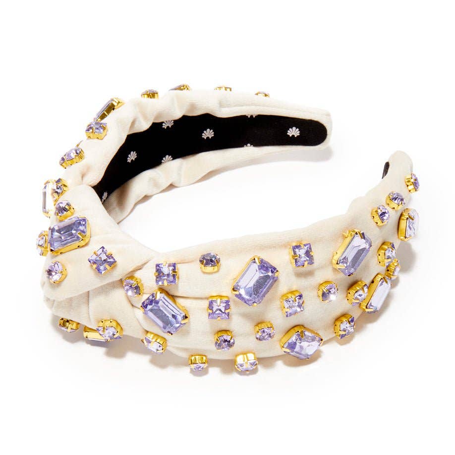 Purple Crystal Embellished Velvet Headband.