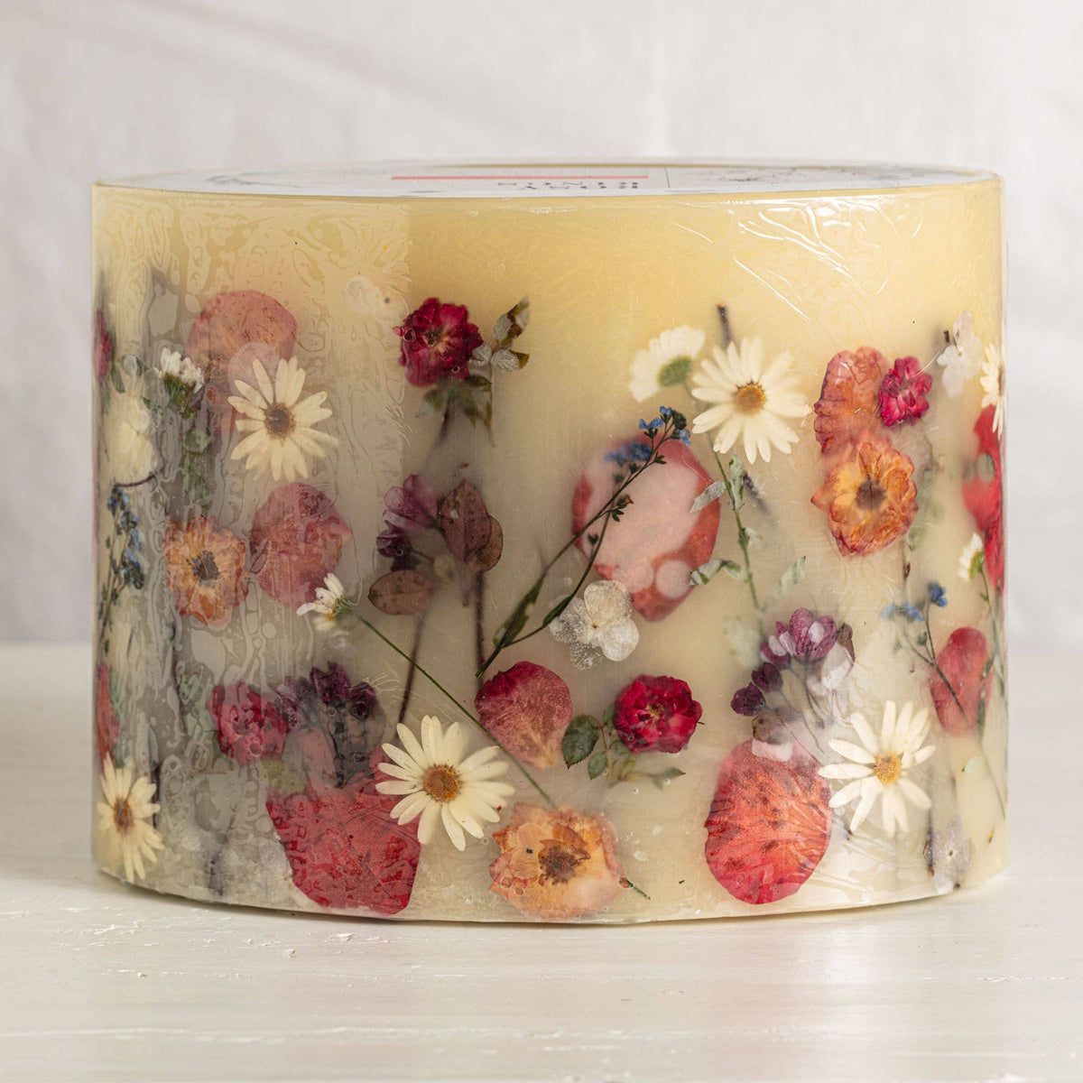 Apricot Rose Oval Botanical Candle large floral rosy rings.