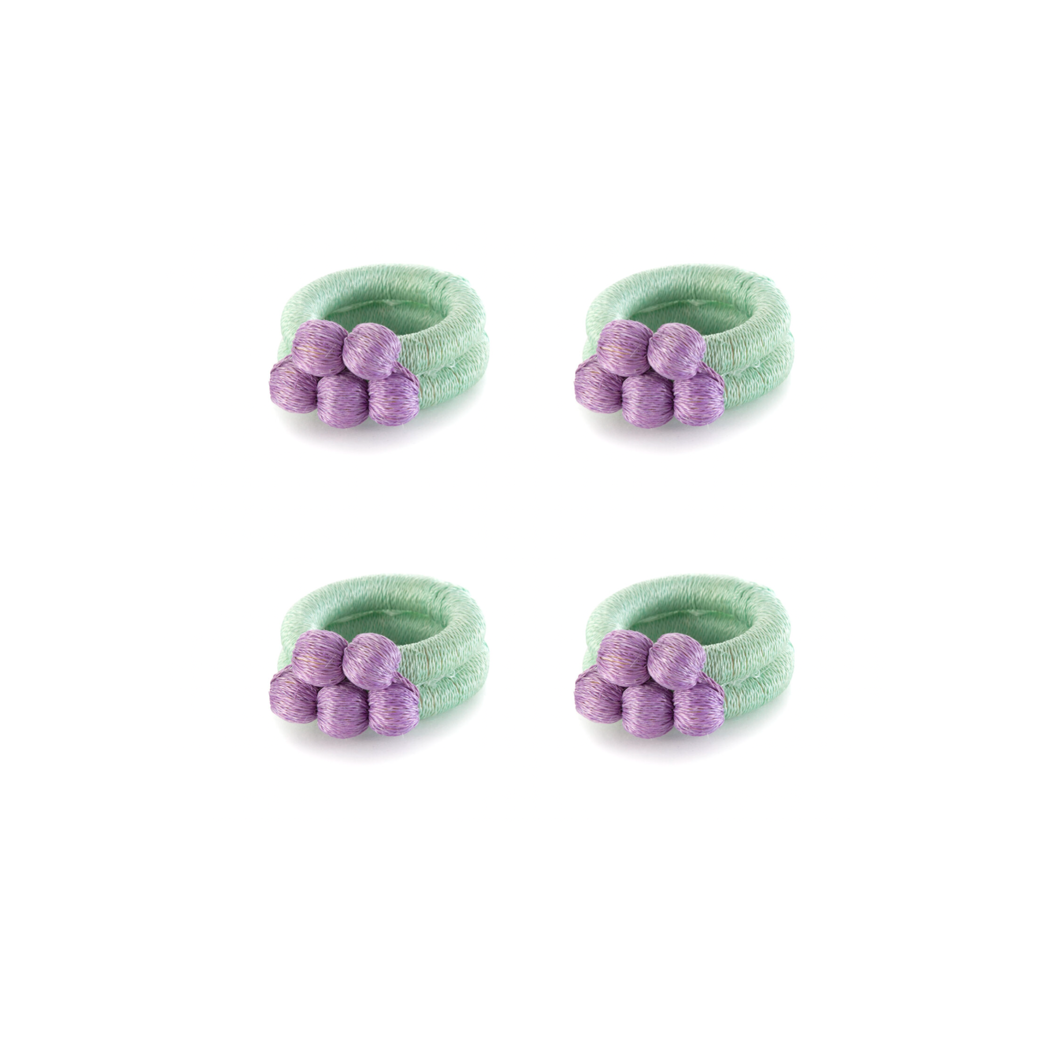 aqua lilac sisal napkin rings - set of 4.
