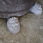 Bergs XL Potter ceramic planter with three lion head feet, designed in Denmark and handcrafted in Tuscany, outdoor-ready, durable, and stylish for gardens.