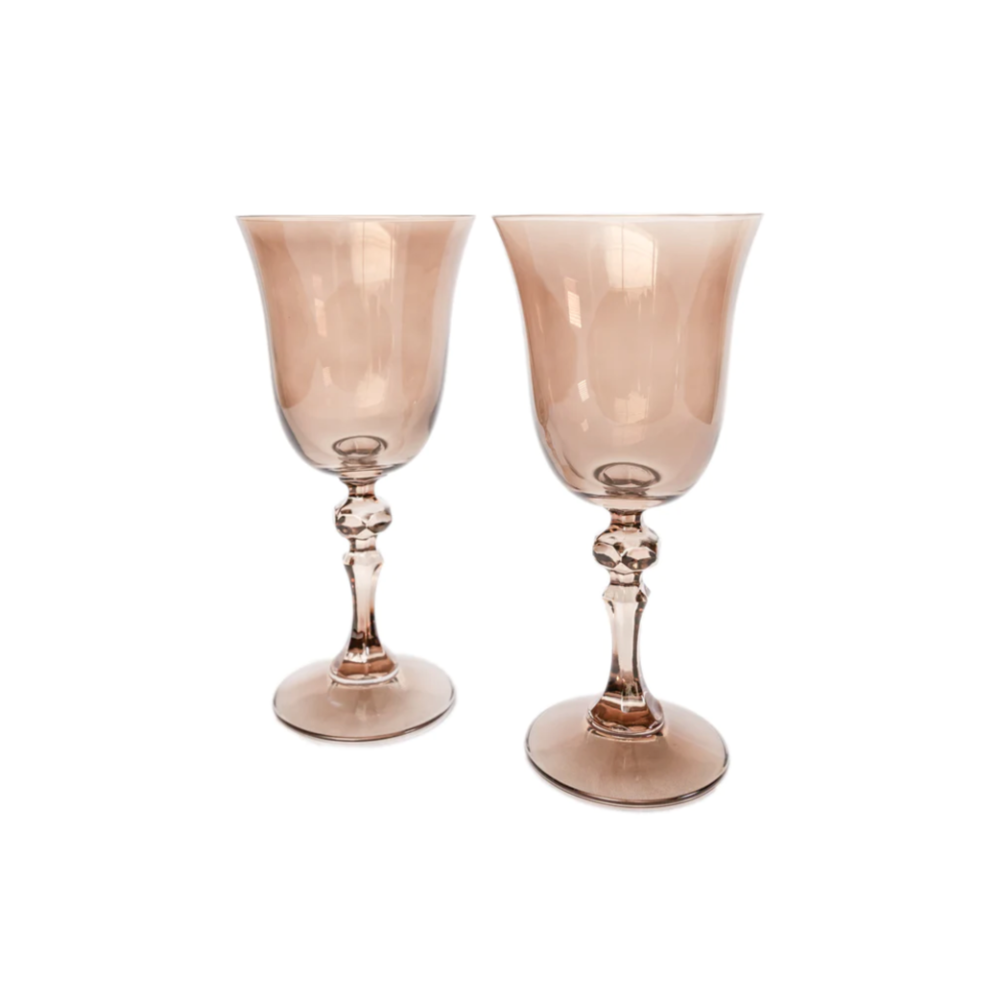 Estelle Colored Glass Amber Smoke Regal Goblet Set - Set of 2 - Shoppe Details and Design.