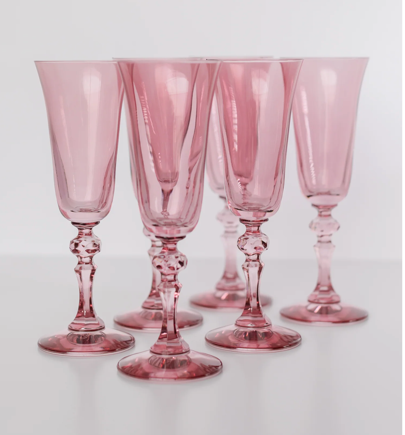 Estelle Colored Glass Rose Regal Flute Set - Set of 6 - Shoppe Details and Design.