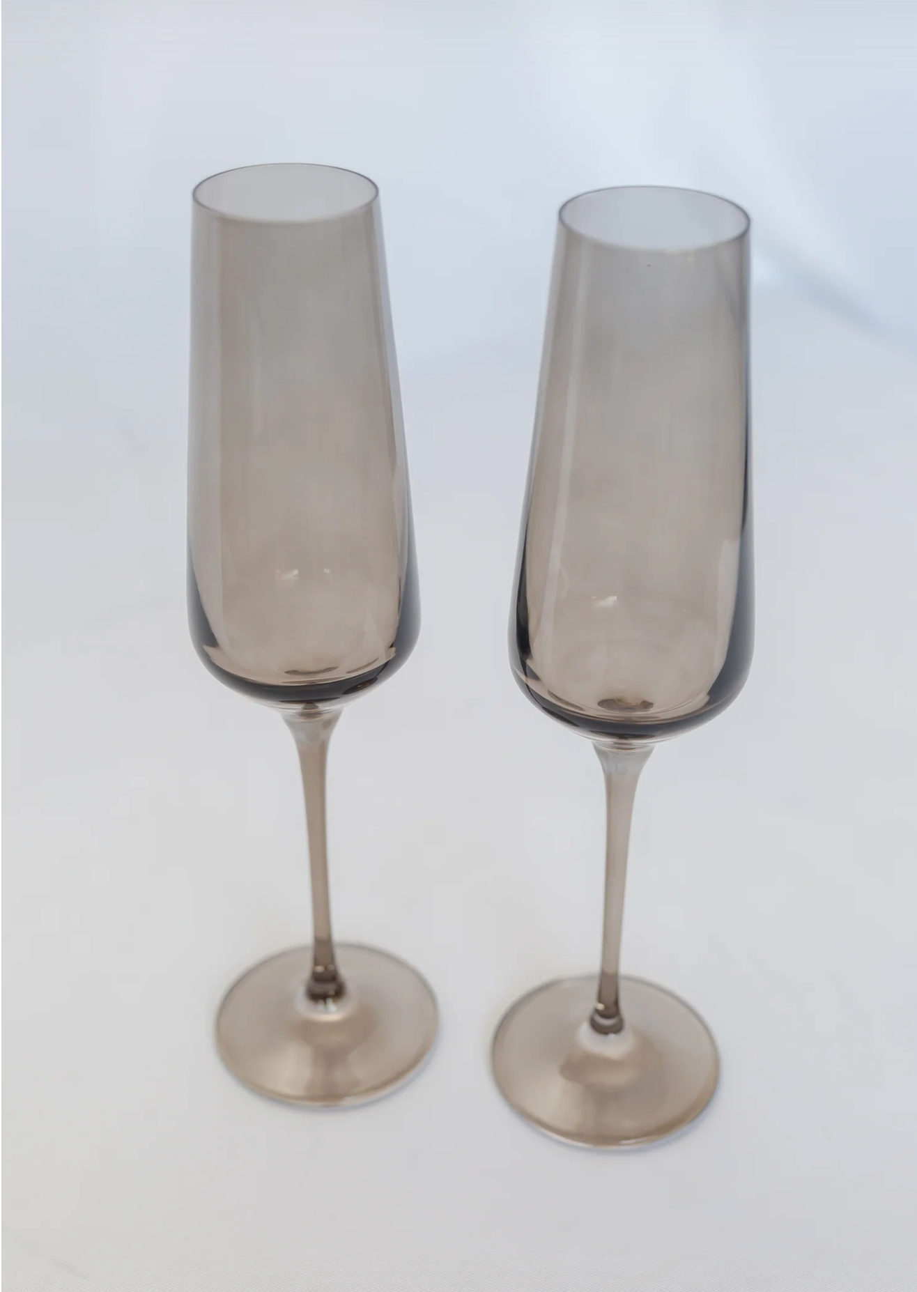 Estelle Colored Glass Gray Smoke Champagne Flutes - Set of 2 - Shoppe Details and Design.