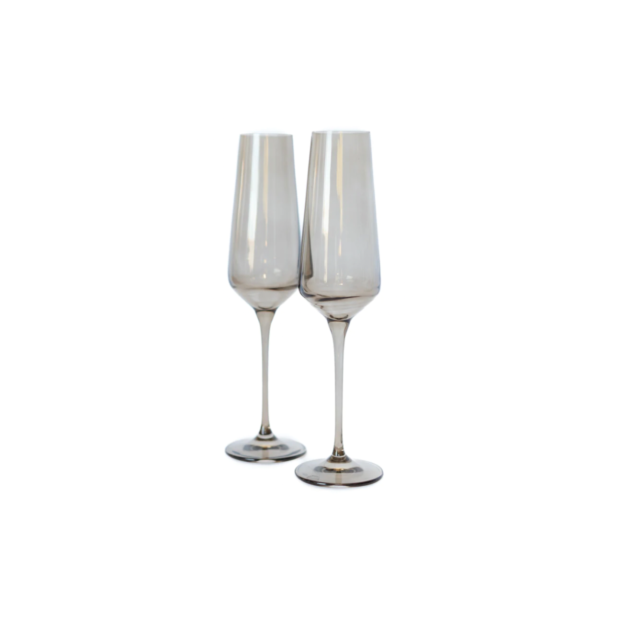 Estelle Colored Glass Gray Smoke Champagne Flutes - Set of 2 - Shoppe Details and Design.