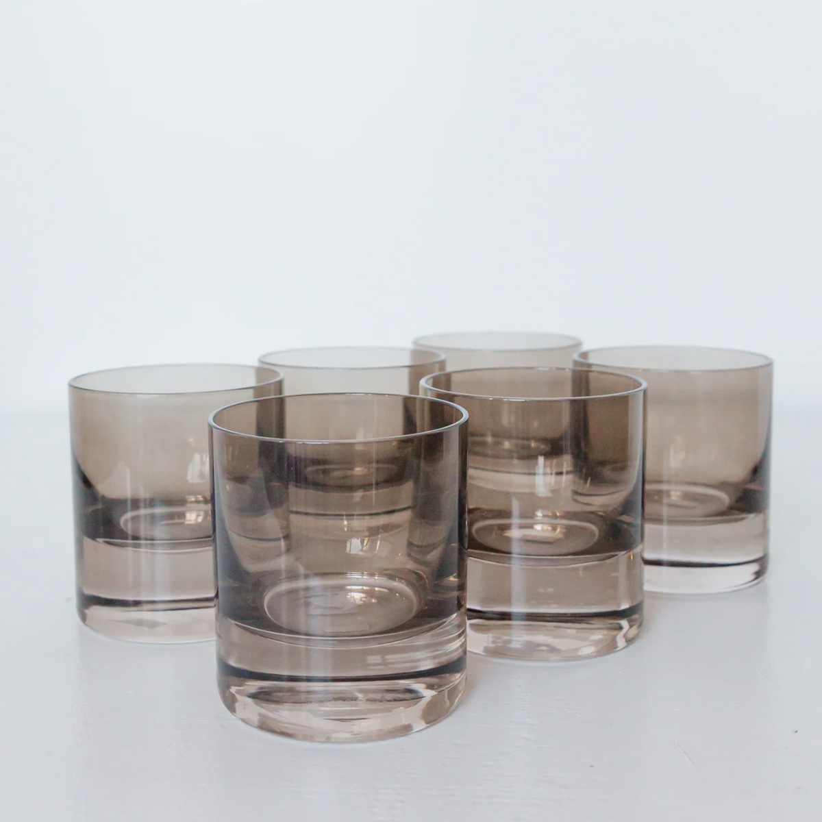 Estelle Colored Glass Gray Smoke Rock Glasses - Set of 6 - Shoppe Details and Design.