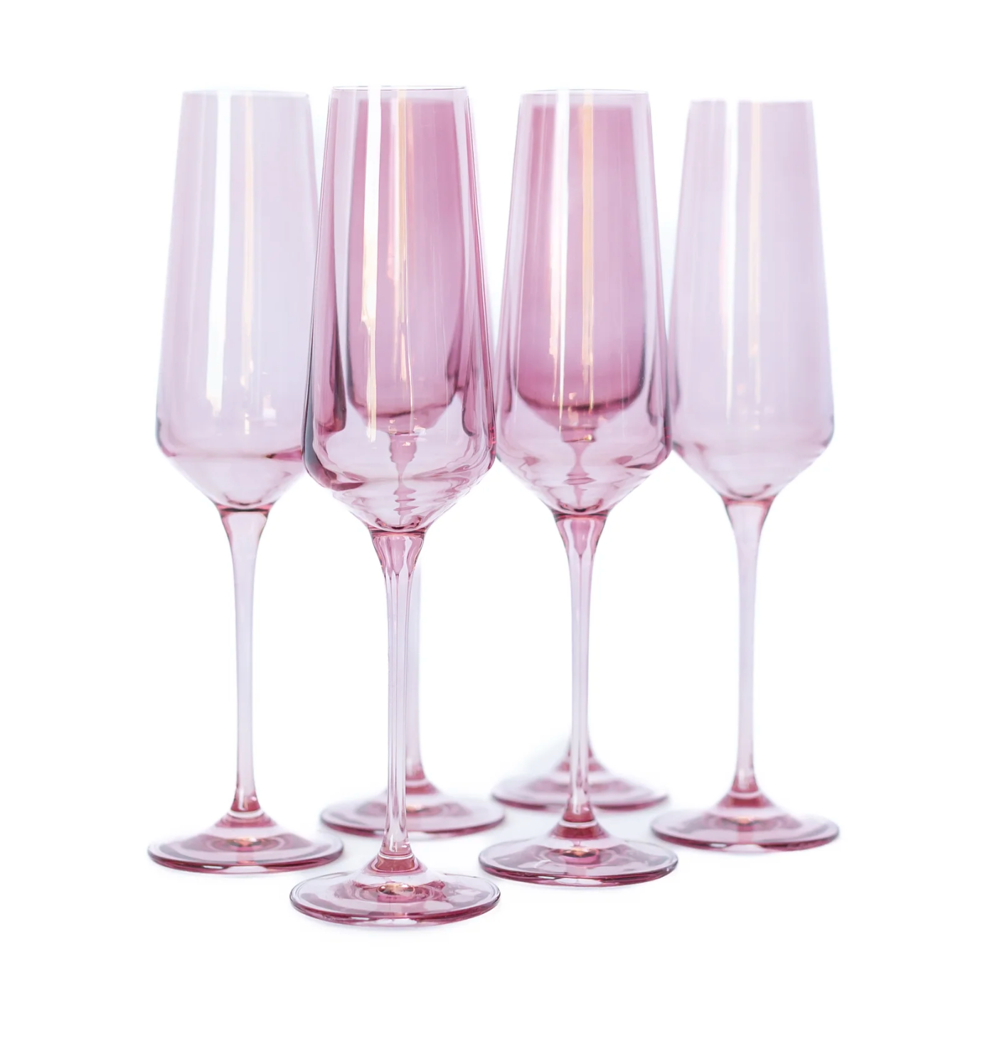 Estelle Colored Glass Rose Champagne Flute Set - Set of 6 - Shoppe Details and Design.