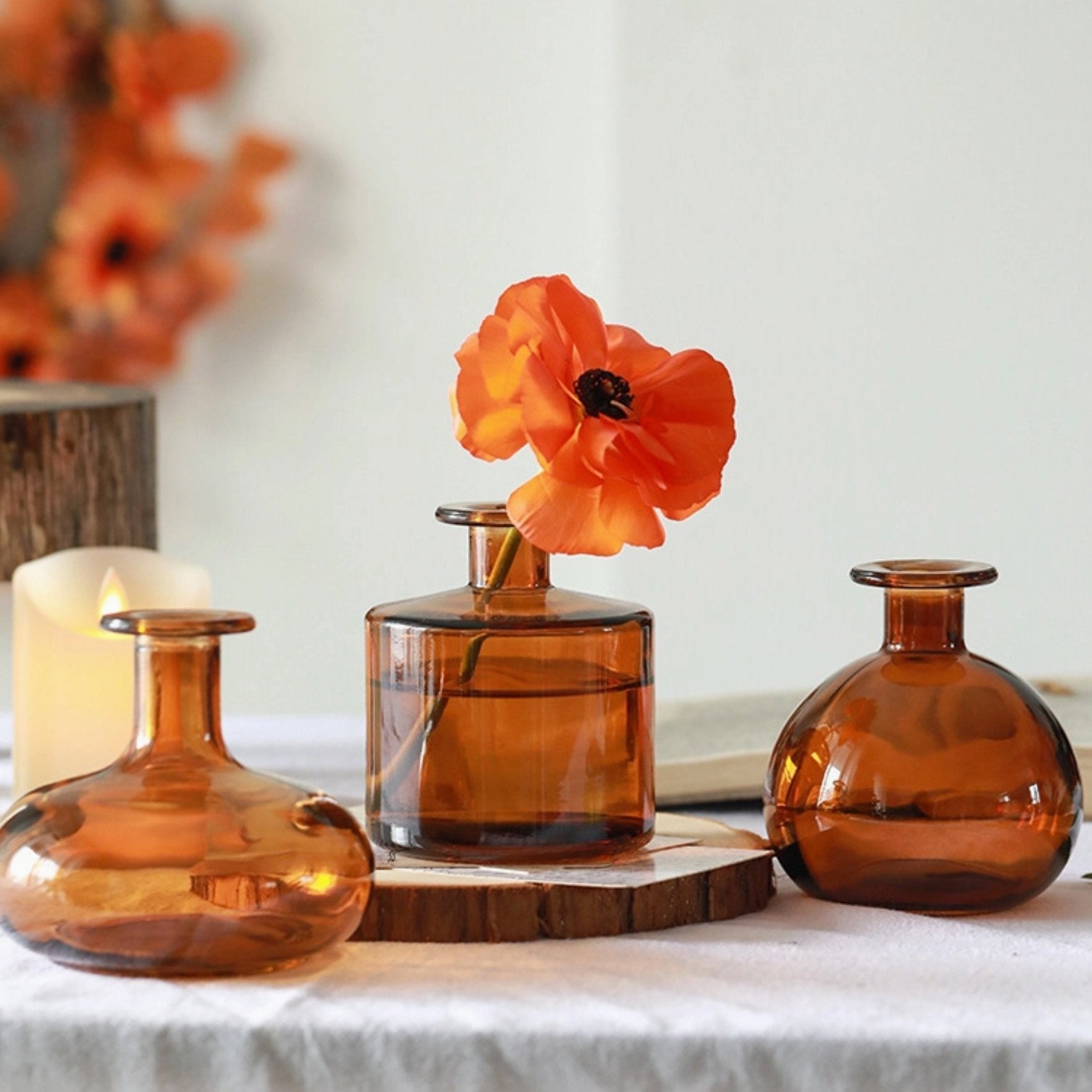 Glass Flower Bud Vases in Amber | Sweet Home Deco - Details and Design - Vase - Sweet Home Deco