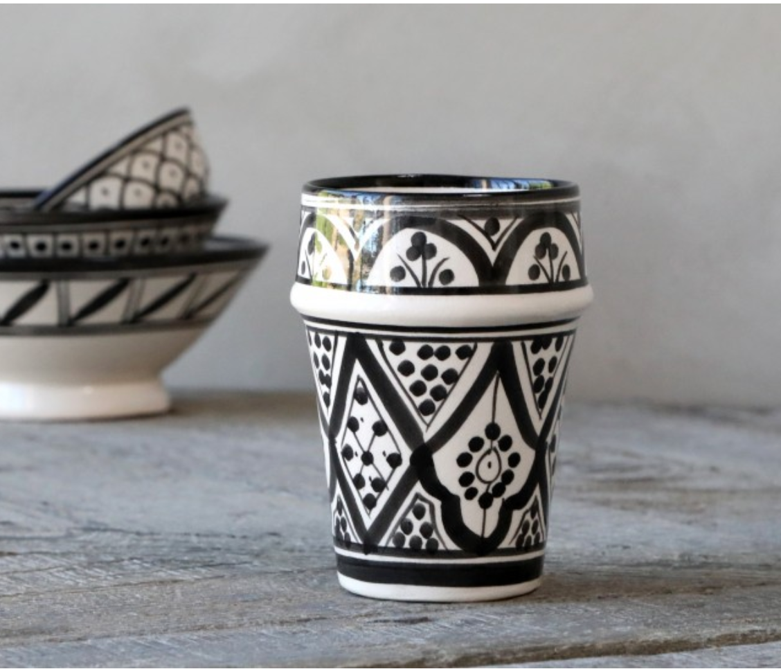 Hand-Painted Moroccan Cup in Black - Shoppe Details and Design.
