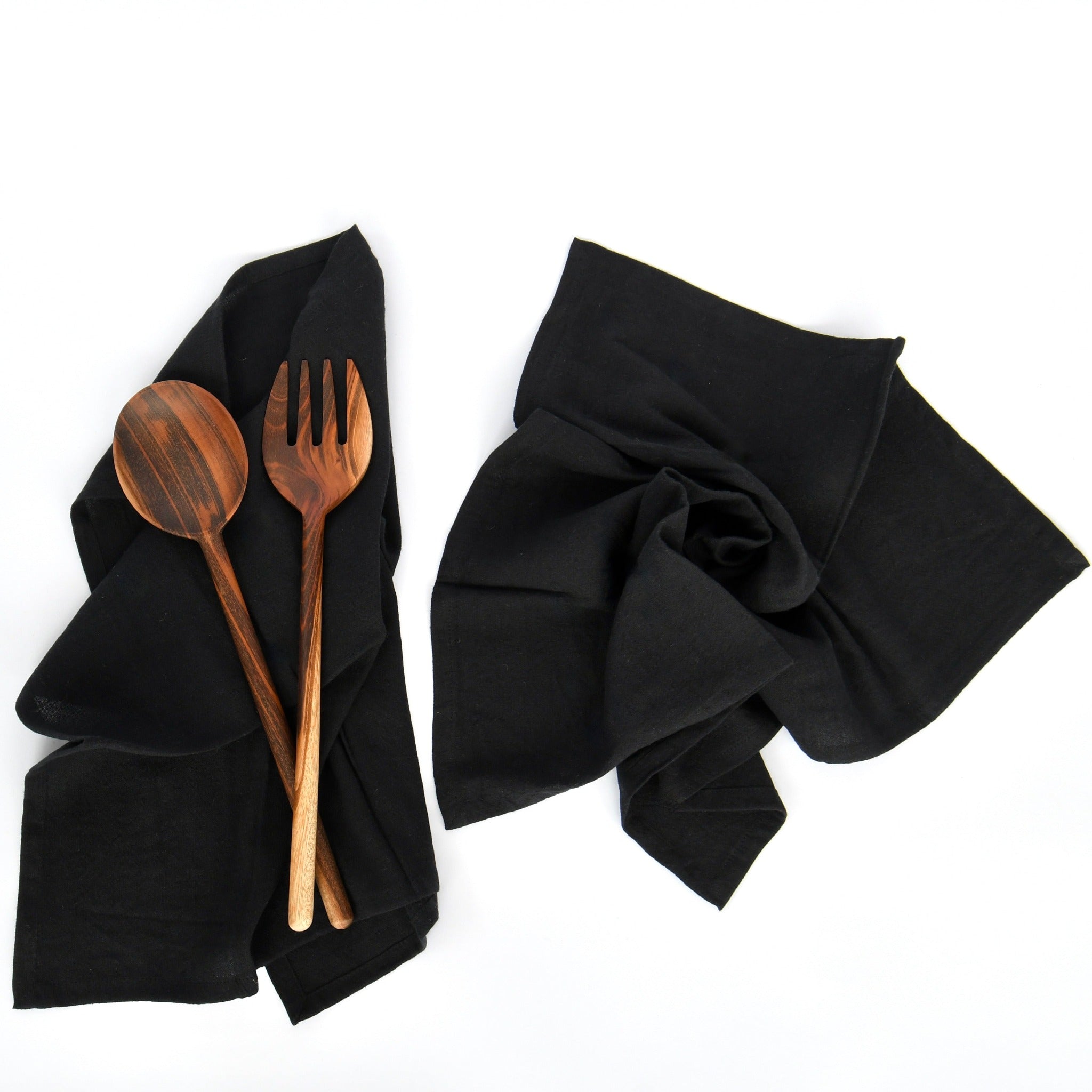 Black Tea Towels Set: Handcrafted Elegance - Shoppe Details and Design.