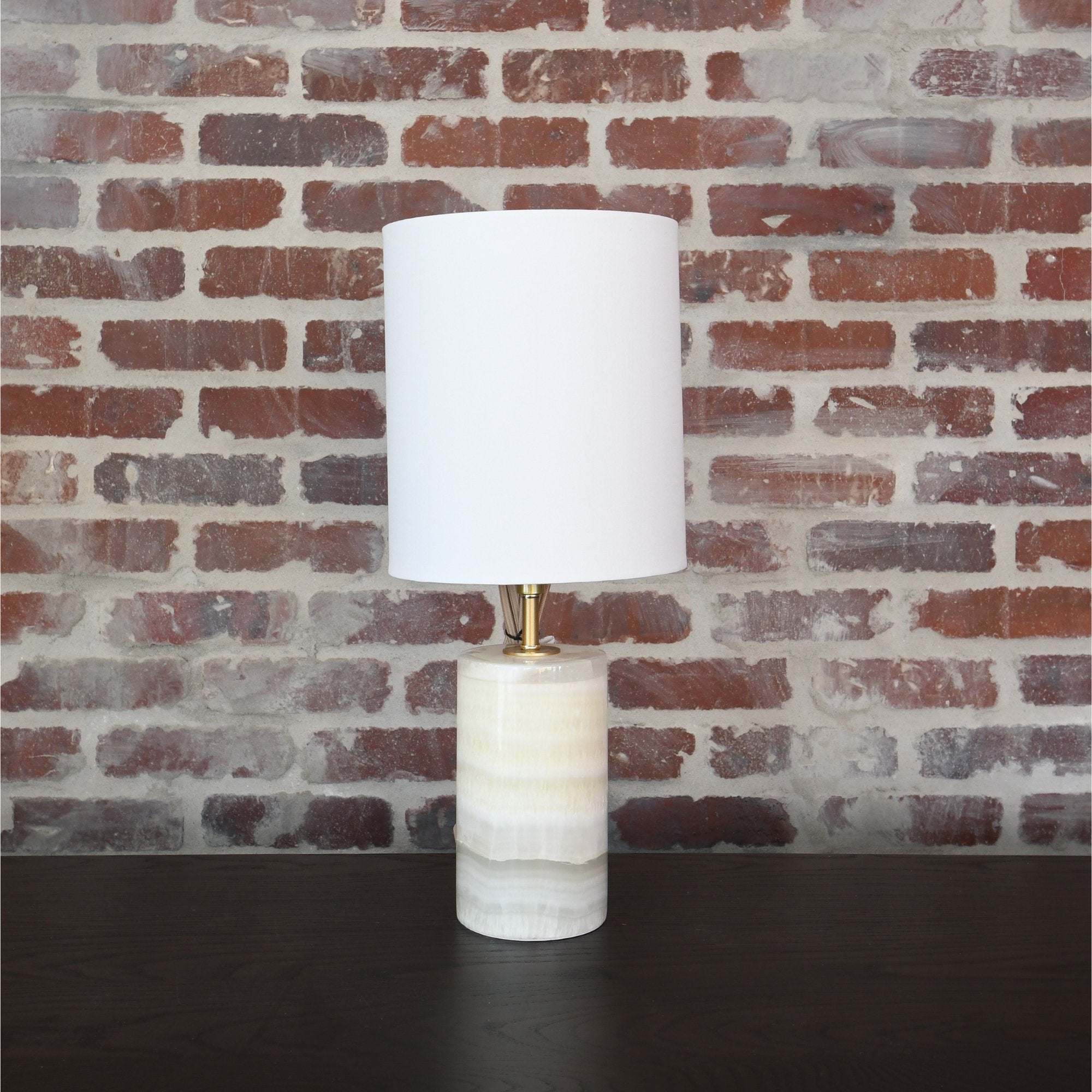 mini cylinder lamp in jade & brass