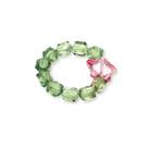 kids rock candy stretch bracelet with star bead, green and light pink.