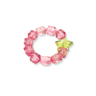 kids rock candy stretch bracelet with star bead, light pink and green.