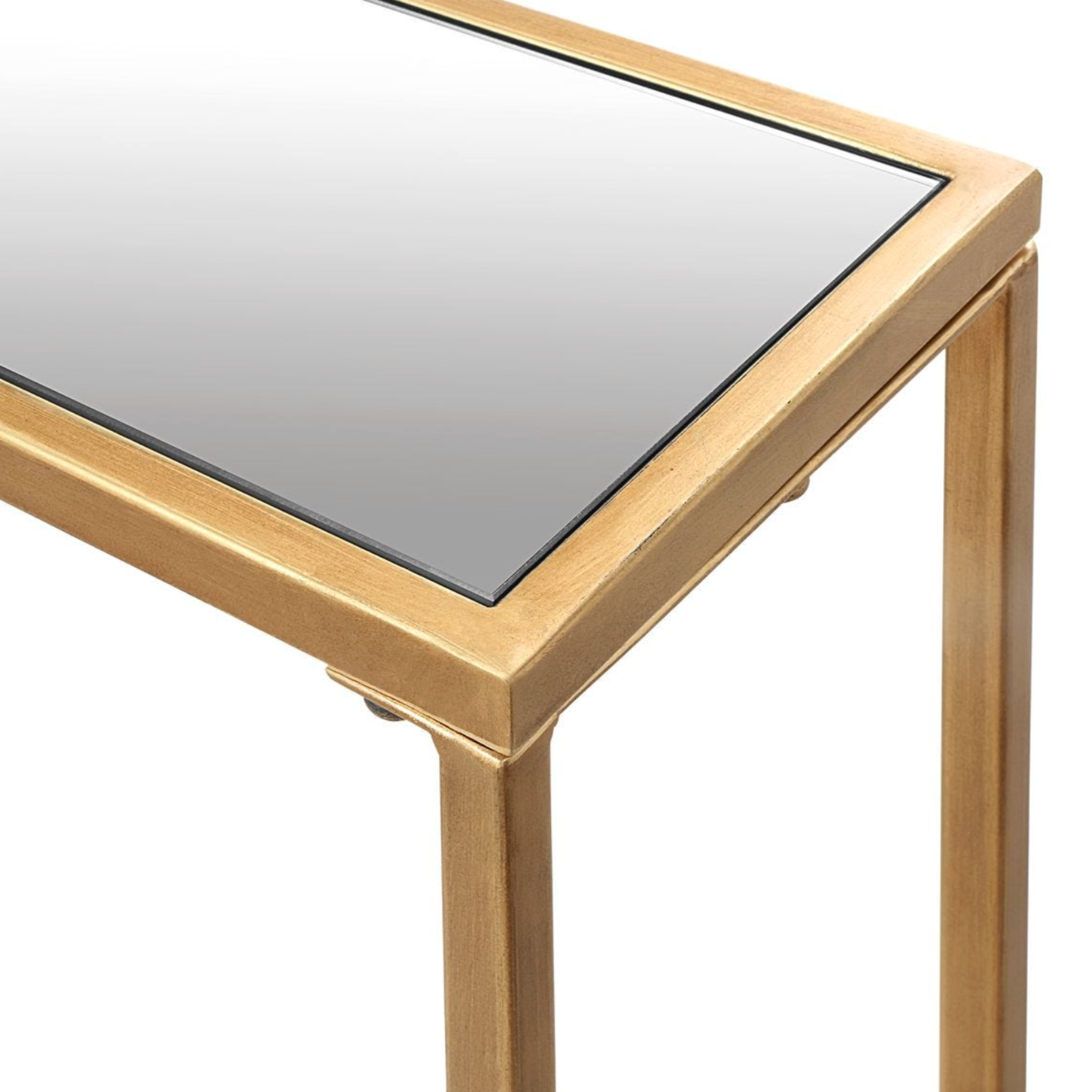 narrow iron and glass console table.
