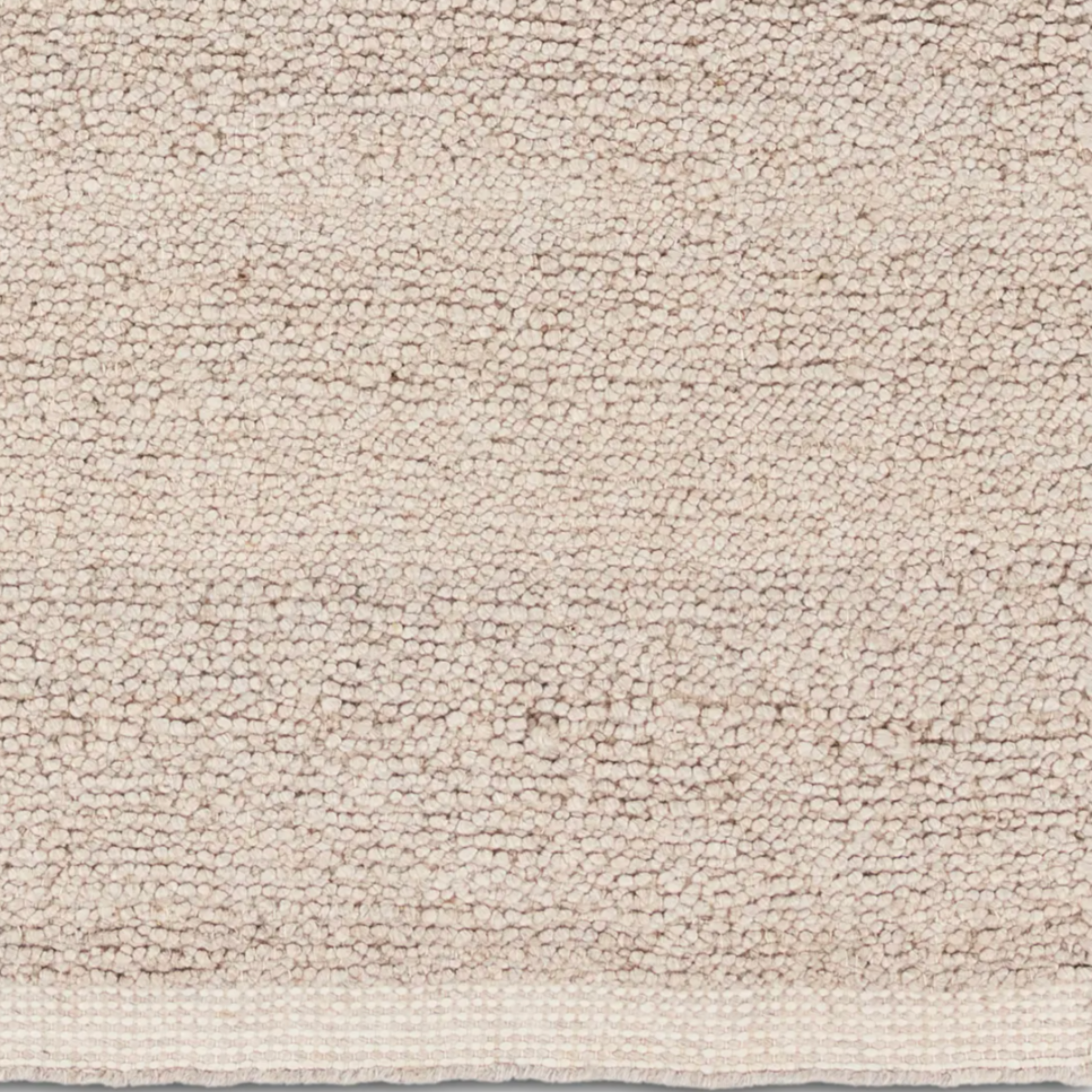 Neutral Texture Rug in Oatmeal, handwoven with pebble boucle texture, 100% PET yarn, durable for indoor or outdoor use.