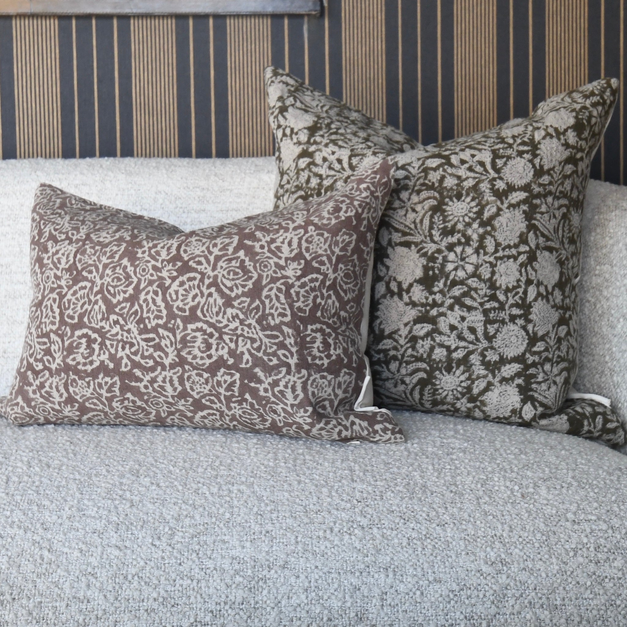 pillow bundle set of two moss mauve florals.