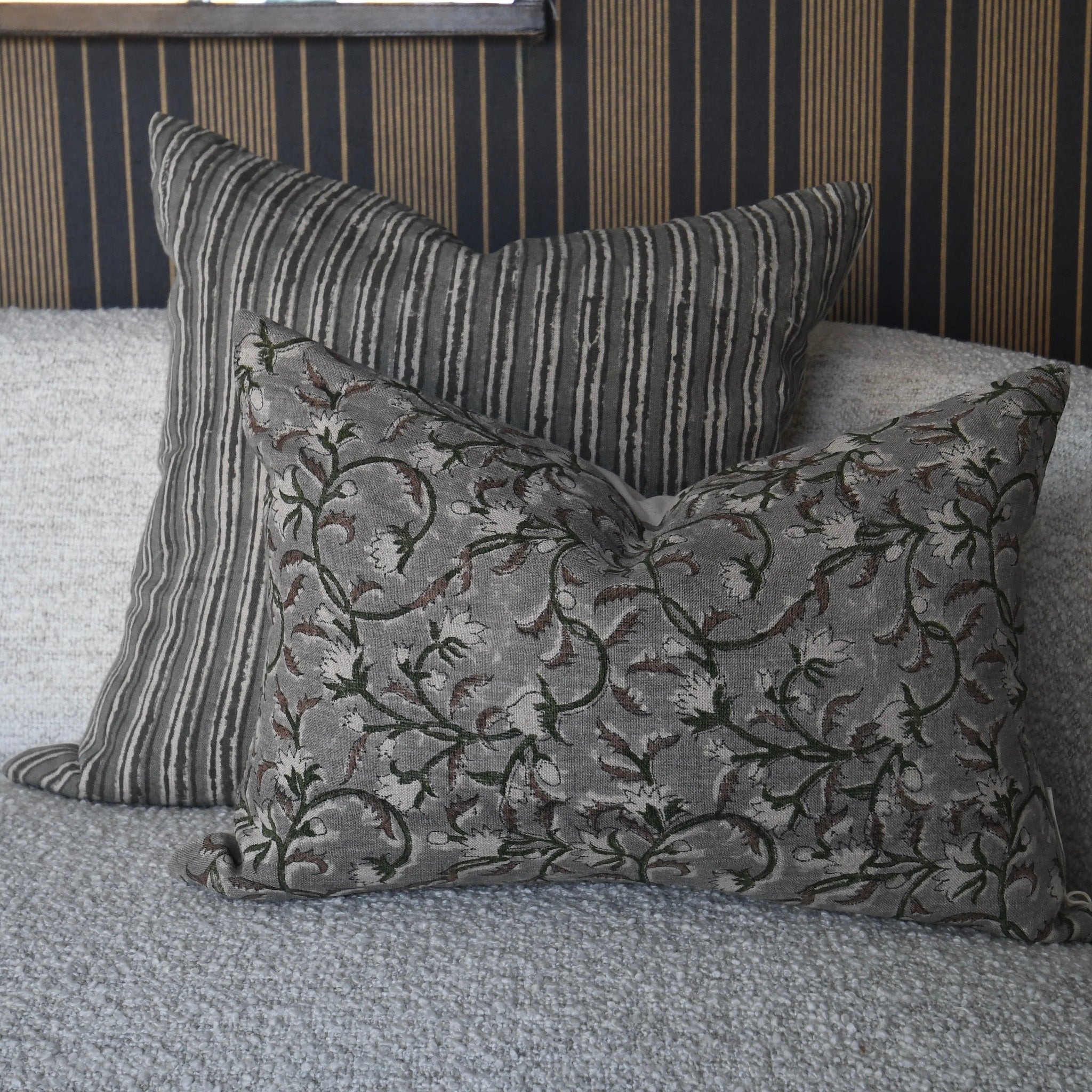 pillow bundle set of two stripes and vines.