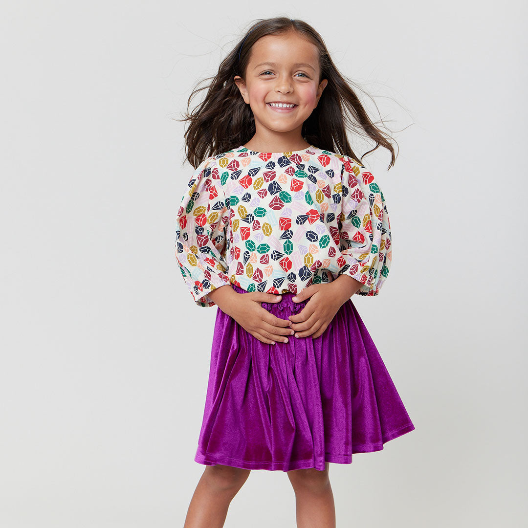 Pink Chicken- Girls Velour Gianna Skirt in Berry - Shoppe Details and Design.