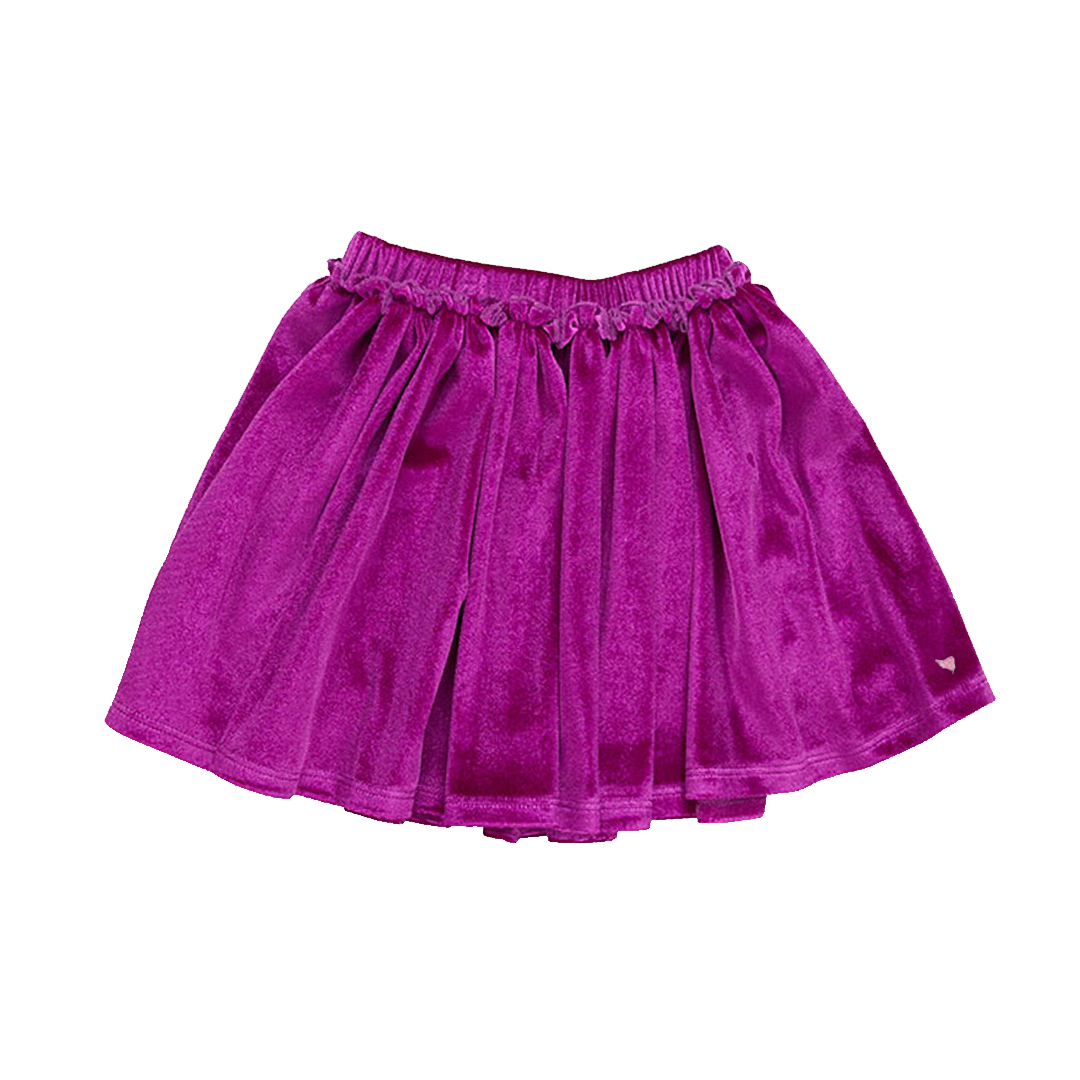 Pink Chicken- Girls Velour Gianna Skirt in Berry - Shoppe Details and Design.