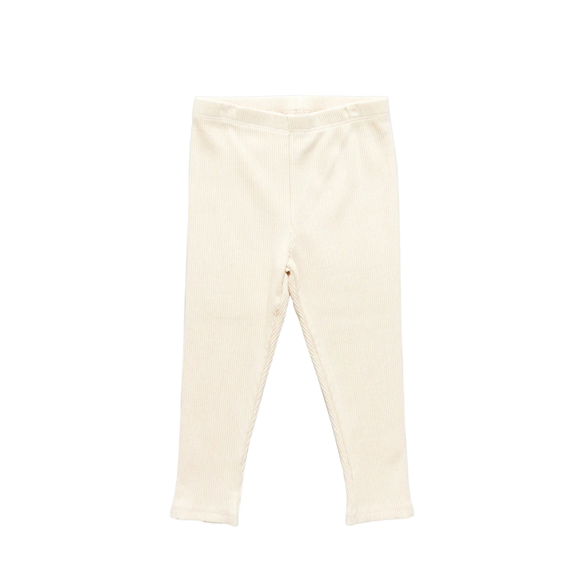 pink chicken - girls organic rib legging in cream.