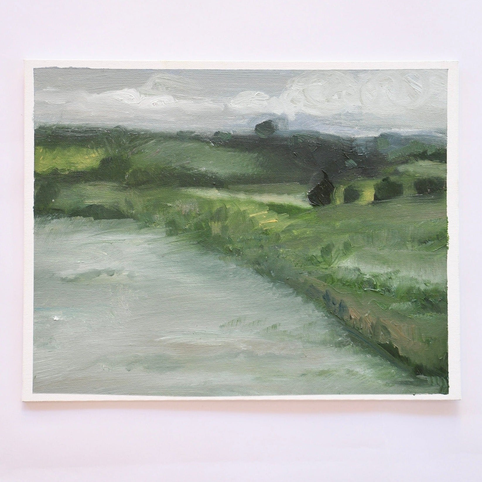 pond and pasture artwork tranquil serene landscape painting nature inspired wall decor artist Christina Jones.
