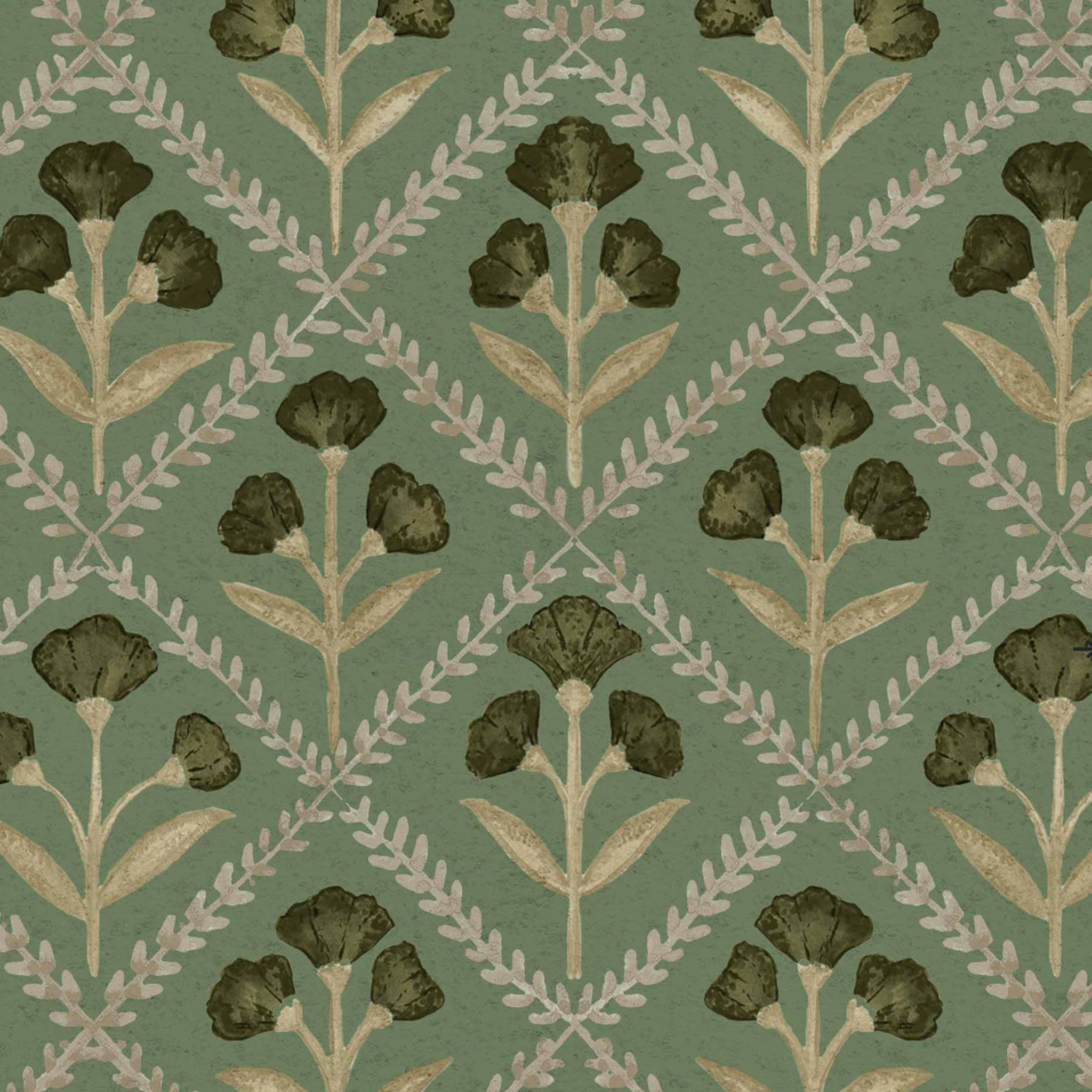 poppy pattern wallpaper emerald green.