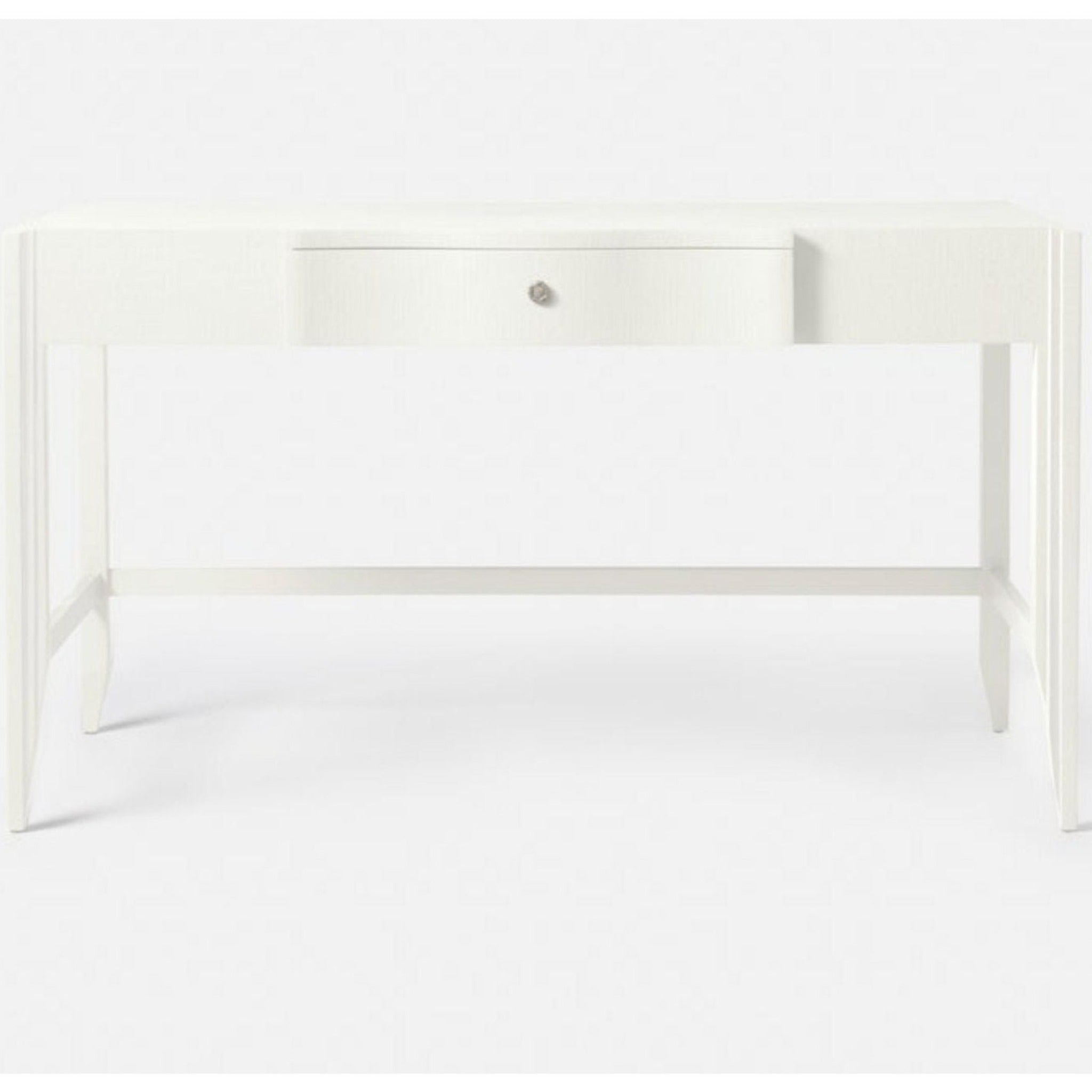 white essery desk in textured faux raffia.