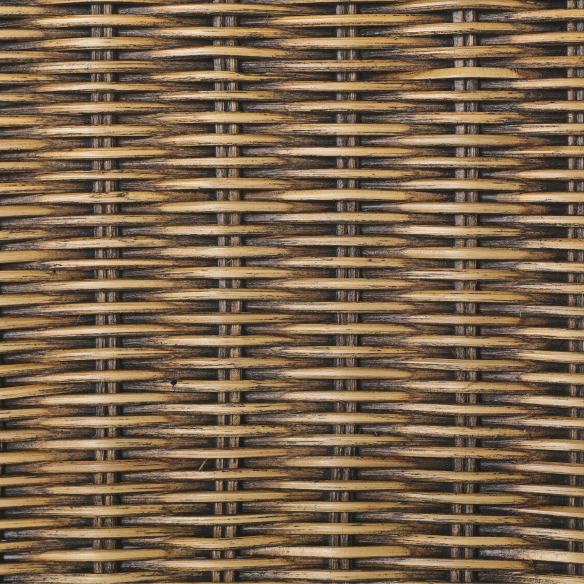 chair and a half with natural woven brown rattan frame and flax/linen cushion in Broadway Dune, 38.5 inches wide.