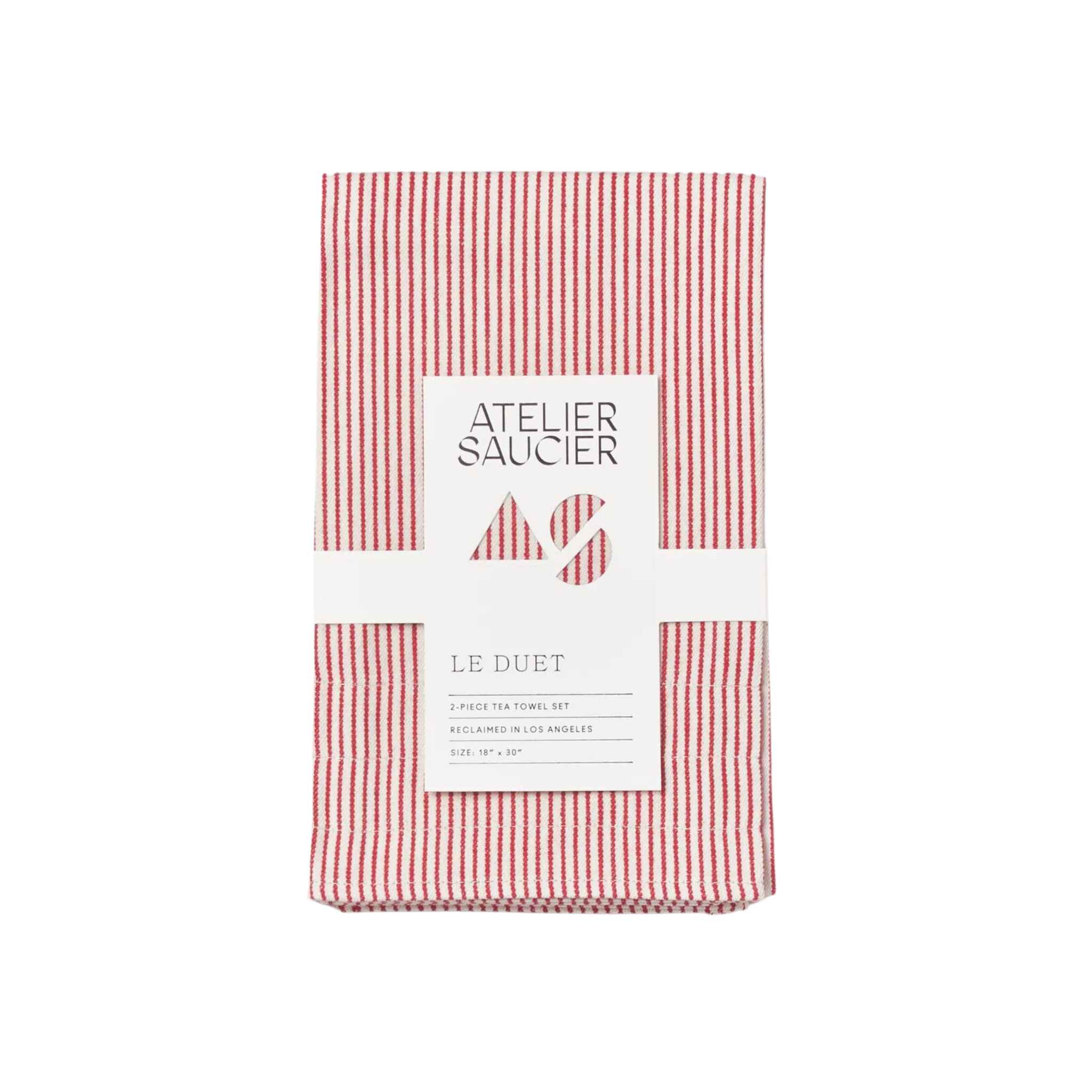 Atelier Saucier - Set of 2 Red Striped Dish Towel - Shoppe Details and Design.