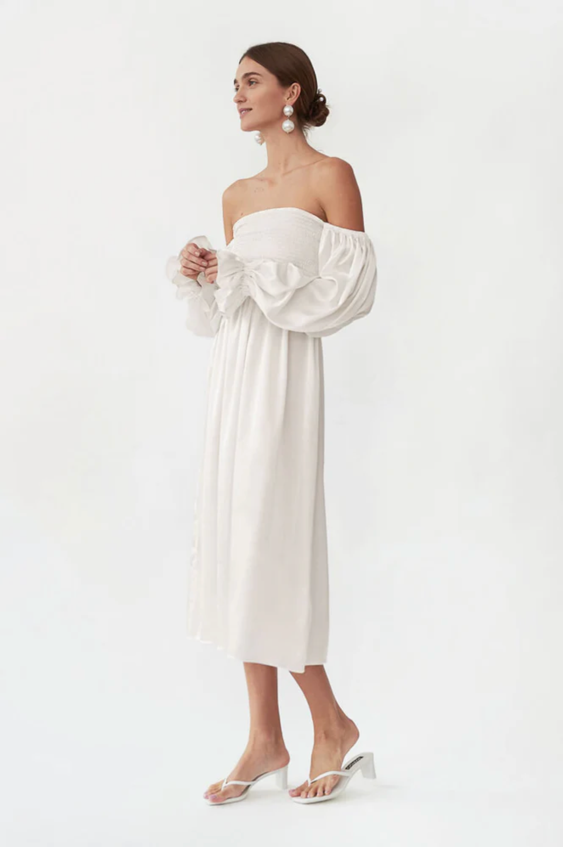 Sleeper Atlanta Dress in White Silk - Shoppe Details and Design.