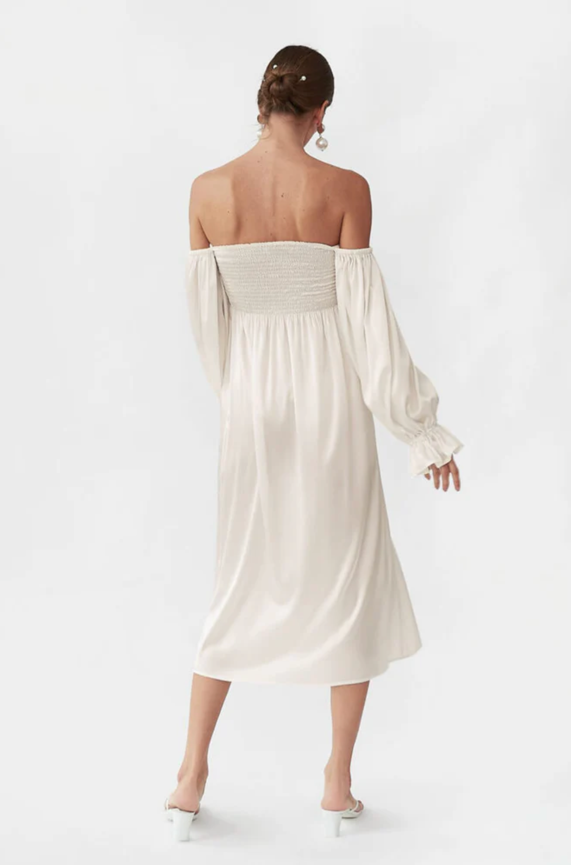 Sleeper Atlanta Dress in White Silk - Shoppe Details and Design.