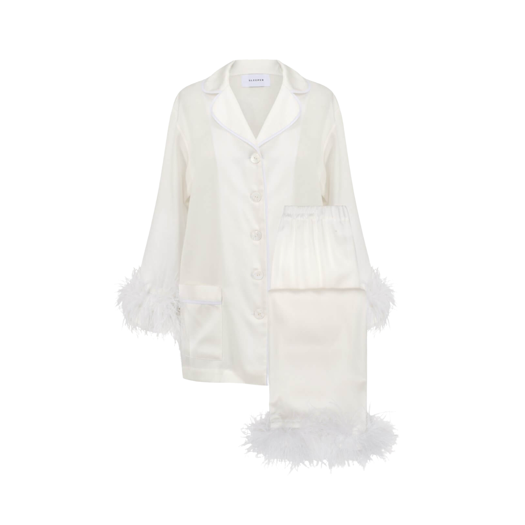 Sleeper White Double Feather Party Pajamas - Shoppe Details and Design.