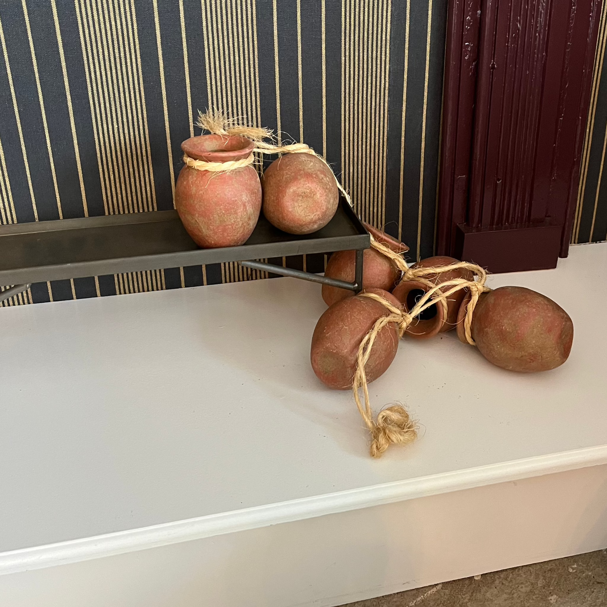 short metal fireplace planter shelf.