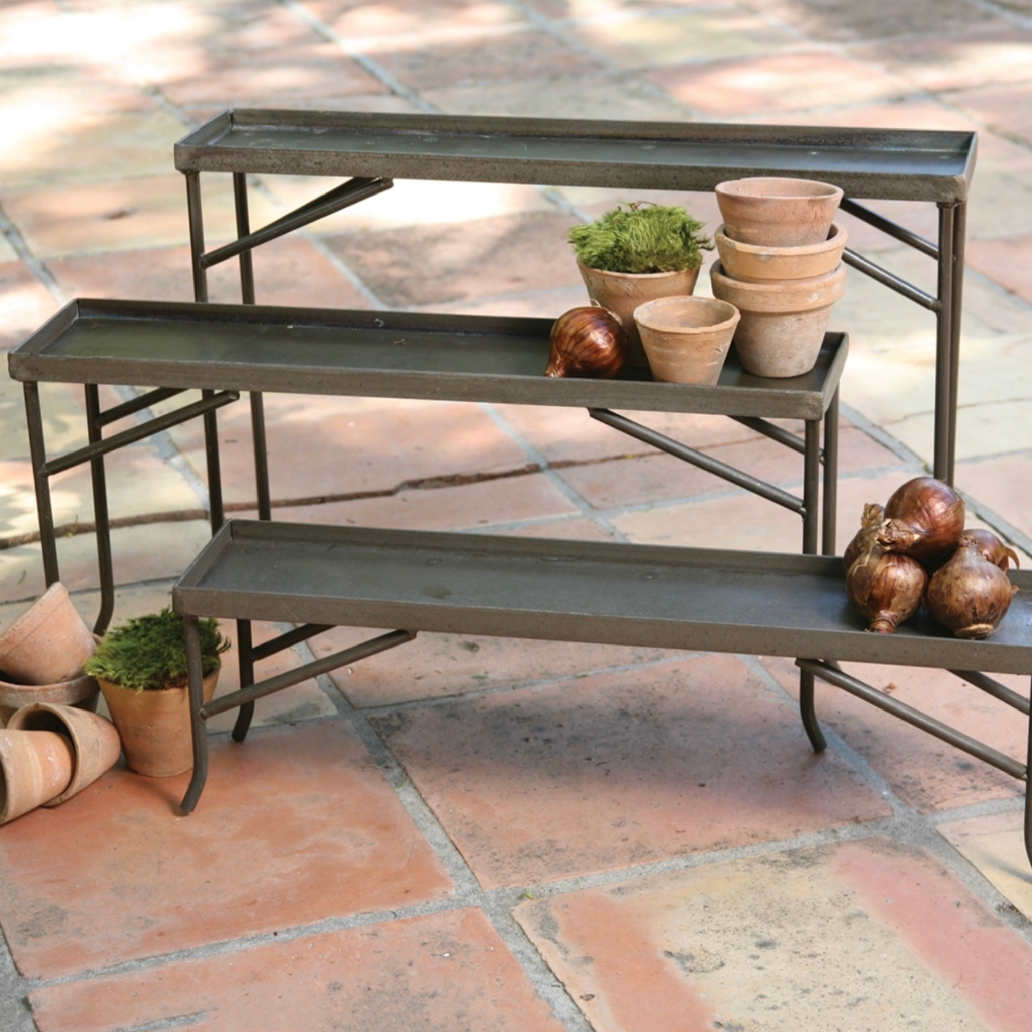 short metal fireplace planter shelf.