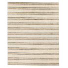 Tan and charcoal striped wool rug, hand-knotted with 1/4-inch pile, made from 100% Afghan wool, durable for medium-traffic areas.