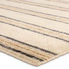 Tan and charcoal striped wool rug, hand-knotted with 1/4-inch pile, made from 100% Afghan wool, durable for medium-traffic areas.