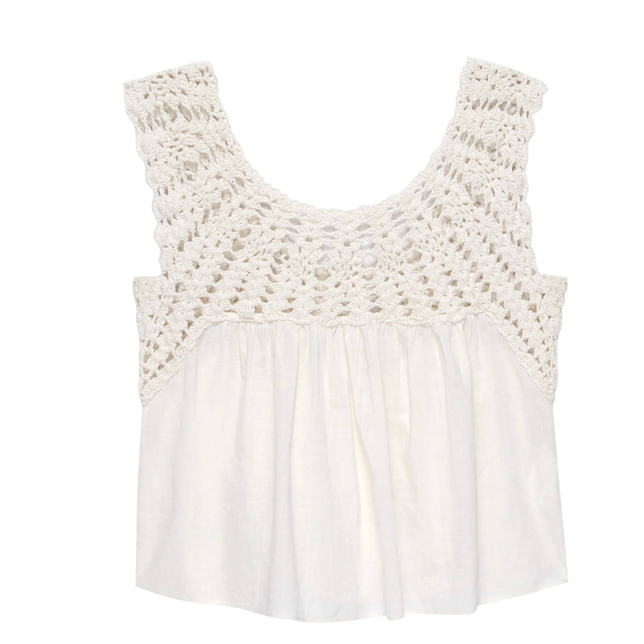 The Great Cotton Crochet Soleil Top in Cream White - Shoppe Details and Design.