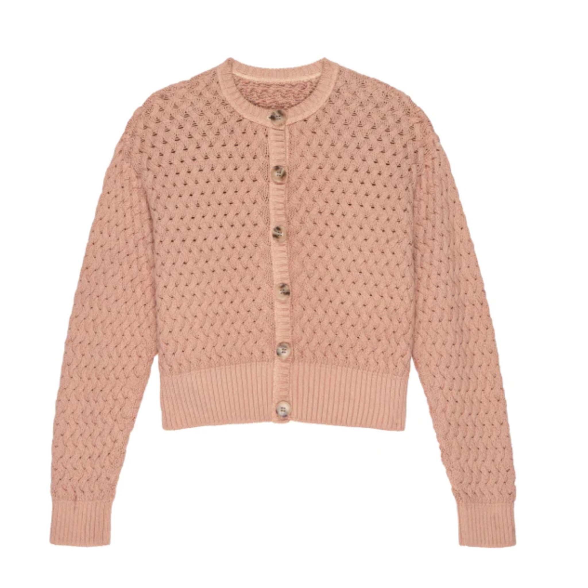 the great stable cardigan natural dyed acacia pink.