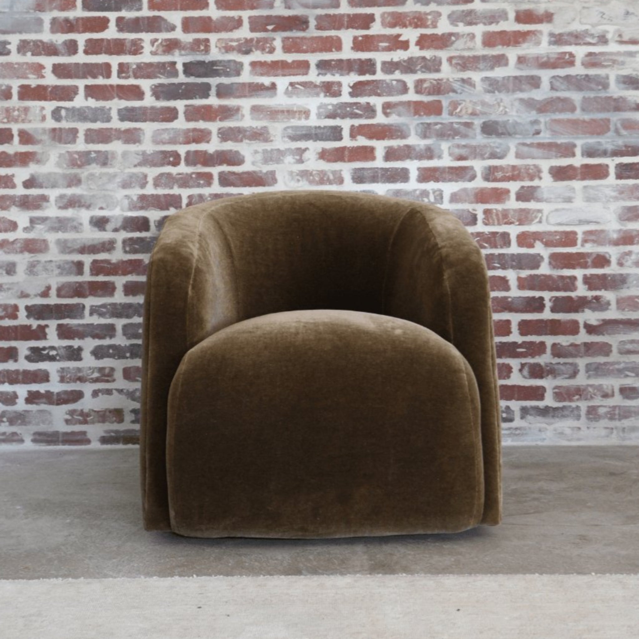 verellen theo club swivel chair in mohair.