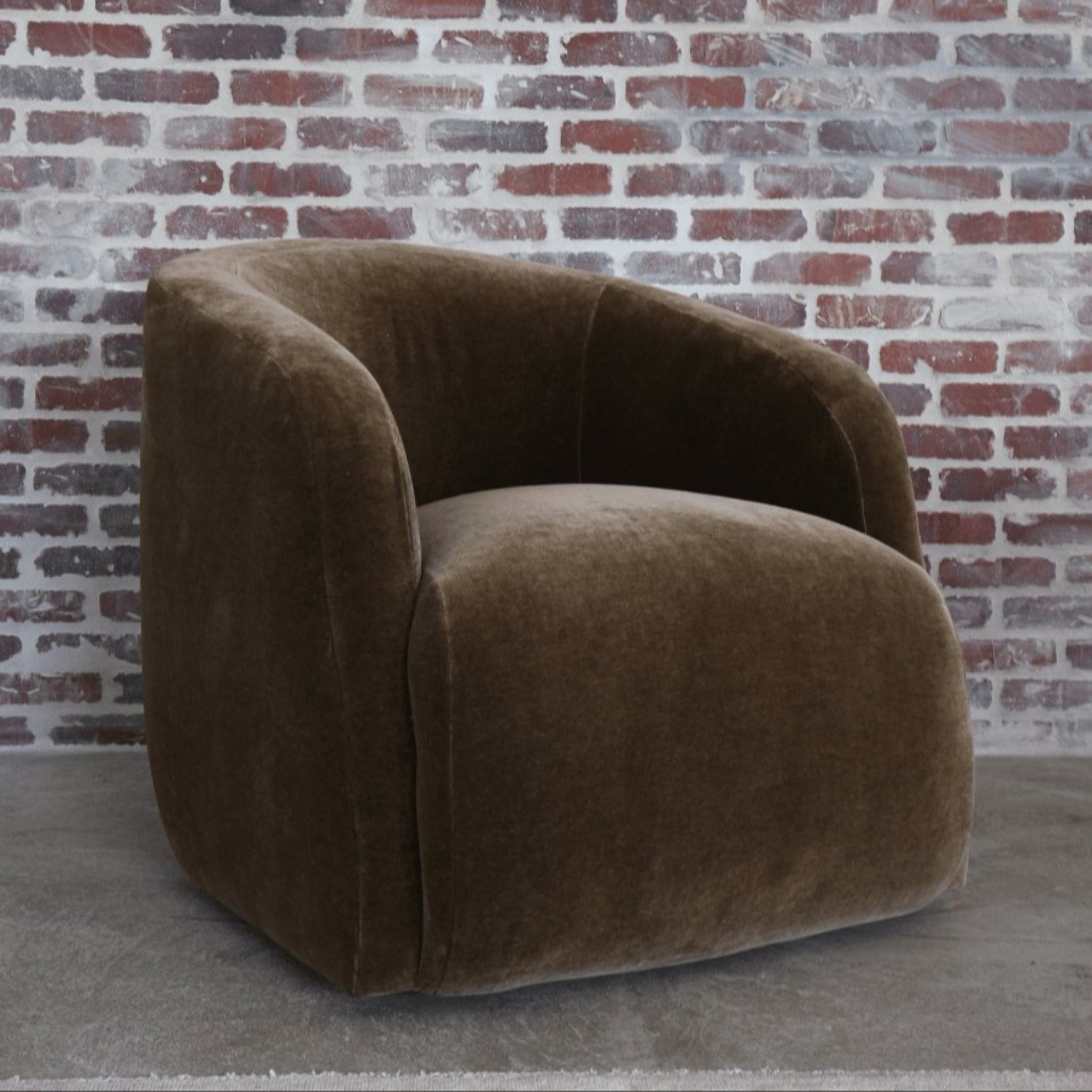 verellen theo club swivel chair in mohair.