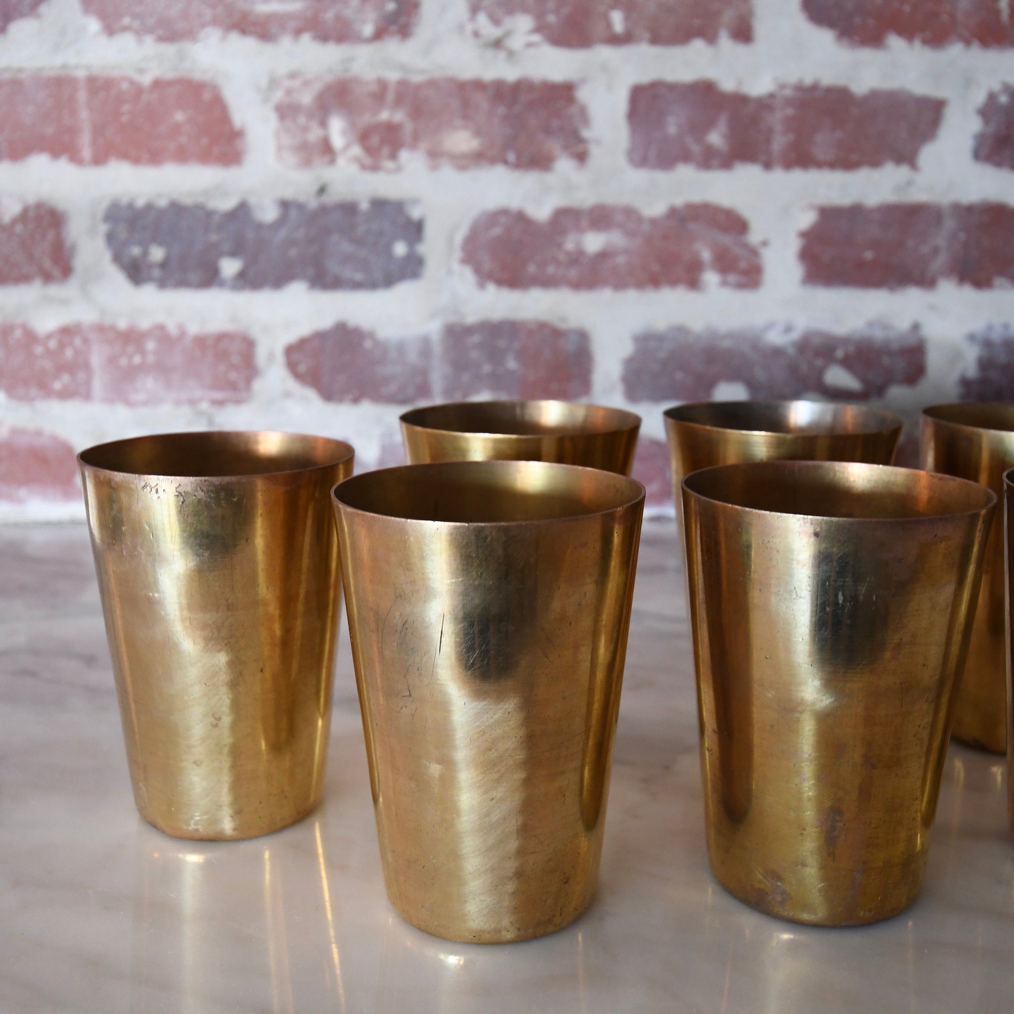 vintage brass cup set of 8.