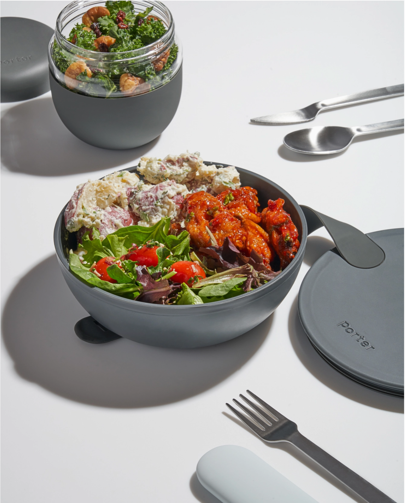 w&p lunch bowl bpa-free plastic, slate grey.