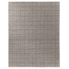 Windowpane Check Rug in greige with handwoven 2/3-inch pile, durable polyester-wool blend, featuring gray and taupe grid pattern.