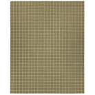 Windowpane Check Rug in olive green with handwoven 2/3-inch pile, durable wool and PET yarn blend, ideal for medium-traffic spaces.