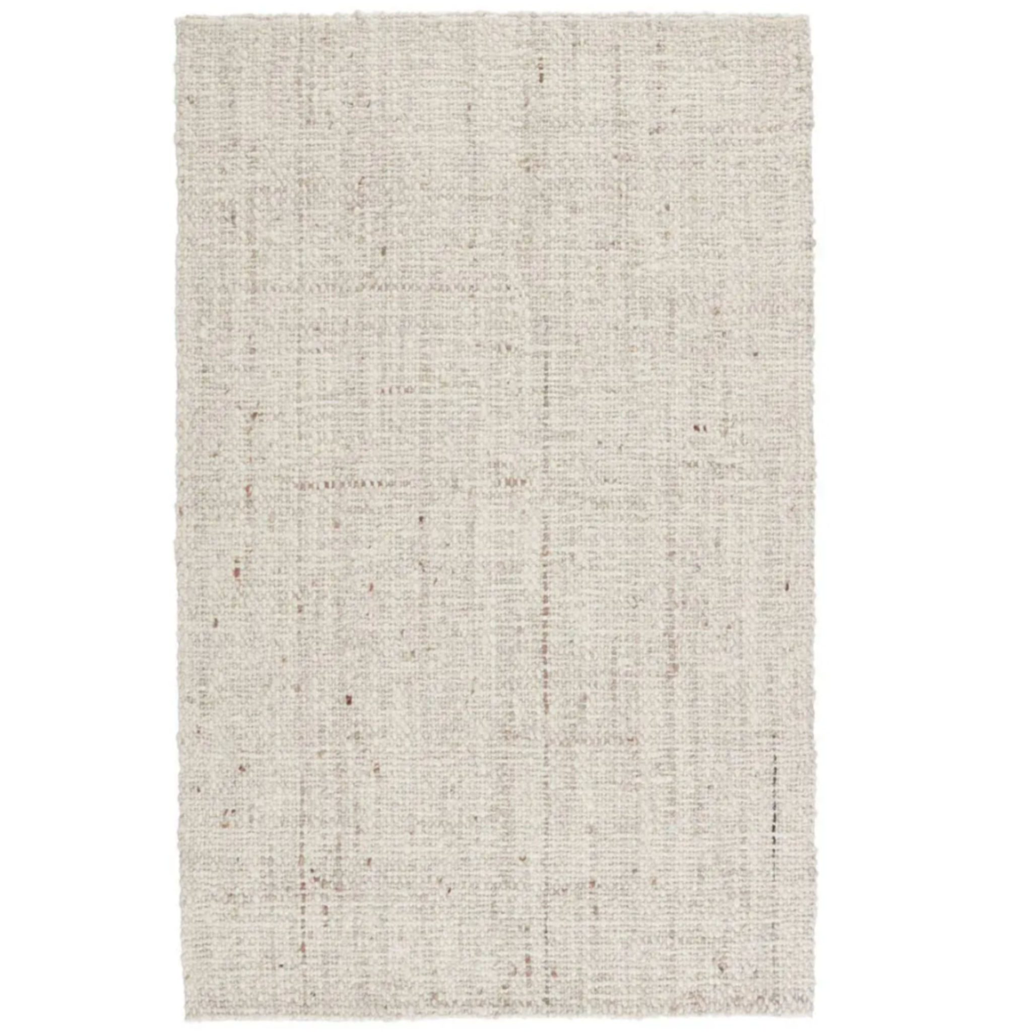 Woven cream tan taupe rug with basket weave texture, handwoven wool, neutral tones, plush 1 1/8" pile, durable cotton backing.